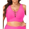 image:imageTalisea Plus Size Bikini Top Only  VNeck LaceUp Swim Bra for Large BustPink