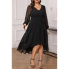 image:imagePlus Size Dresses Wedding Guest Formal Chiffon Short Sleeve High Low DressBlacklong Sleeve