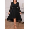 image:imagePlus Size Dresses Wedding Guest Formal Chiffon Short Sleeve High Low DressBlacklong Sleeve