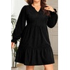image:imagePlus Size Fall Dresses Casual Long Sleeve Corduroy Short Babydoll DressBlack