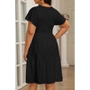 image:imagePlus Size Summer Dress Casual Boho Eyelet Lace V Neck Tiered Midi DressesBlack Eyelet