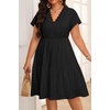 image:imagePlus Size Summer Dress Casual Boho Eyelet Lace V Neck Tiered Midi DressesBlack Eyelet