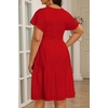 image:imagePlus Size Summer Dress Casual Boho Eyelet Lace V Neck Tiered Midi DressesRed Eyelet