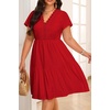 image:imagePlus Size Summer Dress Casual Boho Eyelet Lace V Neck Tiered Midi DressesRed Eyelet