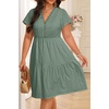 image:imagePlus Size Summer Dress Casual Boho Eyelet Lace V Neck Tiered Midi DressesSage Green Eyelet