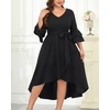 image:imagePlus Size Wedding Guest Dress  Double Bell Sleeve High Low Split DressesBlack