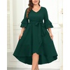 image:imagePlus Size Wedding Guest Dress  Double Bell Sleeve High Low Split DressesGreen
