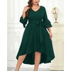 image:imagePlus Size Wedding Guest Dress  Double Bell Sleeve High Low Split DressesGreen