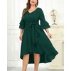 image:imagePlus Size Wedding Guest Dress  Double Bell Sleeve High Low Split DressesGreen