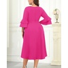 image:imagePlus Size Wedding Guest Dress  Double Bell Sleeve High Low Split DressesHot Pink