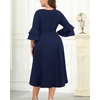 image:imagePlus Size Wedding Guest Dress  Double Bell Sleeve High Low Split DressesNavy Blue