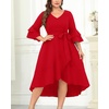 image:imagePlus Size Wedding Guest Dress  Double Bell Sleeve High Low Split DressesRed
