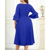image:imagePlus Size Wedding Guest Dress  Double Bell Sleeve High Low Split DressesRoyal Blue