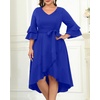 image:imagePlus Size Wedding Guest Dress  Double Bell Sleeve High Low Split DressesRoyal Blue