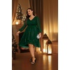 image:imagePlus Size Wedding Guest Dress  Formal Long Sleeve A Line V Neck Midi DressDark Green