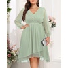 image:imagePlus Size Wedding Guest Dress  Formal Long Sleeve A Line V Neck Midi DressSage Green