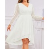 image:imagePlus Size Wedding Guest Dress  Formal Long Sleeve A Line V Neck Midi DressWhite