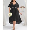 image:imagePlus Size Wedding Guest Dress  Formal V Neck High Low Chiffon Dress WomenBlack