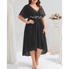 image:imagePlus Size Wedding Guest Dress  Formal V Neck High Low Chiffon Dress WomenBlack