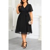 image:imagePlus Size Wedding Guest Dress  Formal V Neck High Low Chiffon Dress WomenBlackstraight Hem