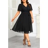 image:imagePlus Size Wedding Guest Dress  Formal V Neck High Low Chiffon Dress WomenBlackstraight Hem