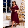 image:imagePlus Size Wedding Guest Dress  Formal V Neck High Low Chiffon Dress WomenBurgundy