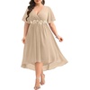 image:imagePlus Size Wedding Guest Dress  Formal V Neck High Low Chiffon Dress WomenChampagne