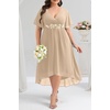 image:imagePlus Size Wedding Guest Dress  Formal V Neck High Low Chiffon Dress WomenChampagne