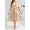 image:imagePlus Size Wedding Guest Dress  Formal V Neck High Low Chiffon Dress WomenChampagne