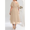 image:imagePlus Size Wedding Guest Dress  Formal V Neck High Low Chiffon Dress WomenChampagne