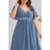 image:imagePlus Size Wedding Guest Dress  Formal V Neck High Low Chiffon Dress WomenGrey Blue