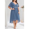 image:imagePlus Size Wedding Guest Dress  Formal V Neck High Low Chiffon Dress WomenGrey Blue