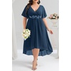 image:imagePlus Size Wedding Guest Dress  Formal V Neck High Low Chiffon Dress WomenNavy Blue
