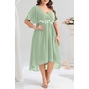 image:imagePlus Size Wedding Guest Dress  Formal V Neck High Low Chiffon Dress WomenSage Green
