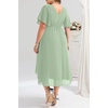 image:imagePlus Size Wedding Guest Dress  Formal V Neck High Low Chiffon Dress WomenSage Green