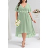 image:imagePlus Size Wedding Guest Dress  Formal V Neck High Low Chiffon Dress WomenSage Green