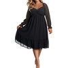 image:imagePlus Size Wedding Guest Dress Chiffon Sweetheart A Line Midi Dresses WomenBlack