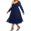 image:imagePlus Size Wedding Guest Dress Chiffon Sweetheart A Line Midi Dresses WomenNavy Blue
