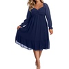 image:imagePlus Size Wedding Guest Dress Chiffon Sweetheart A Line Midi Dresses WomenNavy Blue