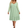 image:imagePlus Size Wedding Guest Dress Chiffon Sweetheart A Line Midi Dresses WomenSage Green
