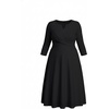 image:imagePlus Size Wedding Guest Dress Fall Semi Formal 34 Sleeve Aline Midi DressBlack