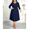 image:imagePlus Size Wedding Guest Dress Fall Semi Formal 34 Sleeve Aline Midi DressDark Blue