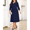 image:imagePlus Size Wedding Guest Dress Fall Semi Formal 34 Sleeve Aline Midi DressNavy Blue