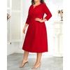 image:imagePlus Size Wedding Guest Dress Fall Semi Formal 34 Sleeve Aline Midi DressRed