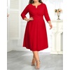 image:imagePlus Size Wedding Guest Dress Fall Semi Formal 34 Sleeve Aline Midi DressRed