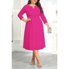 image:imagePlus Size Wedding Guest Dress Fall Semi Formal 34 Sleeve Aline Midi DressRose Red