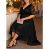 image:imagePlus Size Wedding Guest Dress Lace Formal Faux Wrap V Neck High Low HemBlack