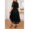 image:imagePlus Size Wedding Guest Dress Lace Formal Faux Wrap V Neck High Low HemBlack