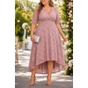 image:imagePlus Size Wedding Guest Dress Lace Formal Faux Wrap V Neck High Low HemDusty Pink
