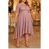 image:imagePlus Size Wedding Guest Dress Lace Formal Faux Wrap V Neck High Low HemDusty Pink